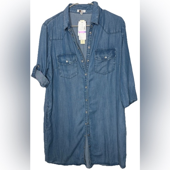 NEW KUT from the Kloth Chambray Denim Shirt Dress – Size XL – Vintage Wash – NWT - Picture 2 of 3